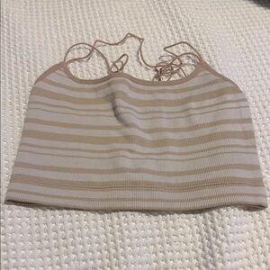 Gilly Hicks Tan and Cream Striped Crop Top